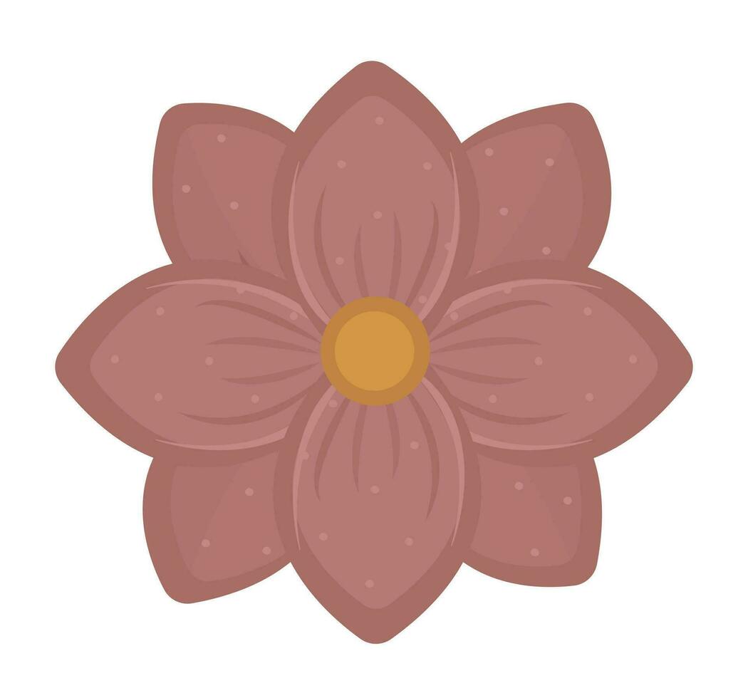 Burgund Blume Knospe mit acht Blütenblätter, Unendlichkeit Symbol, Vektor Farbe Illustration im Boho Stil