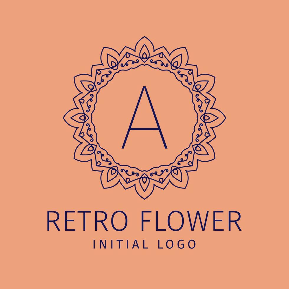 Brief ein retro Blume Initiale Vektor Logo Design