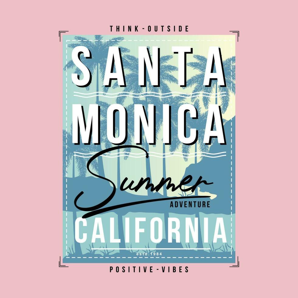 santa monica kalifornien tropisk solnedgång, surfa ryttare, lång strand, vektor t skjorta skriva ut, typografi grafisk design, och Övrig använda sig av