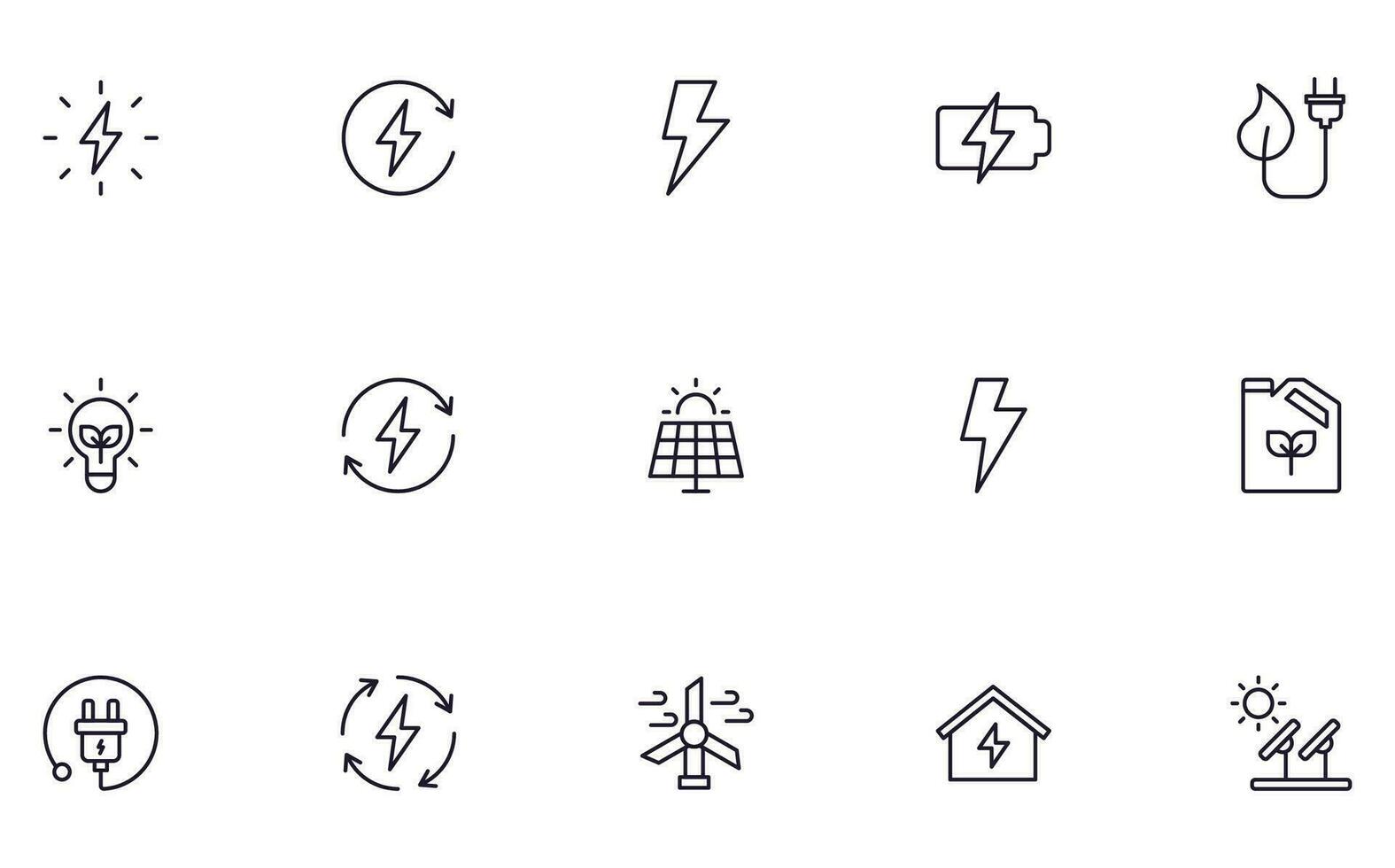 energi begrepp. samling av modern hög kvalitet linje ikoner. redigerbar stroke. premie linjär symbol för webb webbplatser, flygblad, banderoller, uppkopplad butiker och företag. vektor