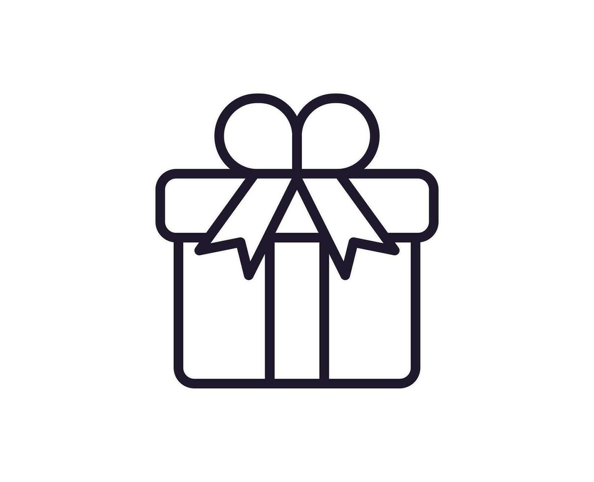 Single Linie Symbol von Geschenk hoch Qualität Vektor Illustration zum Design, Netz Websites, Internet Geschäfte, online Bücher usw. editierbar Schlaganfall im modisch eben Stil isoliert auf Weiß Hintergrund