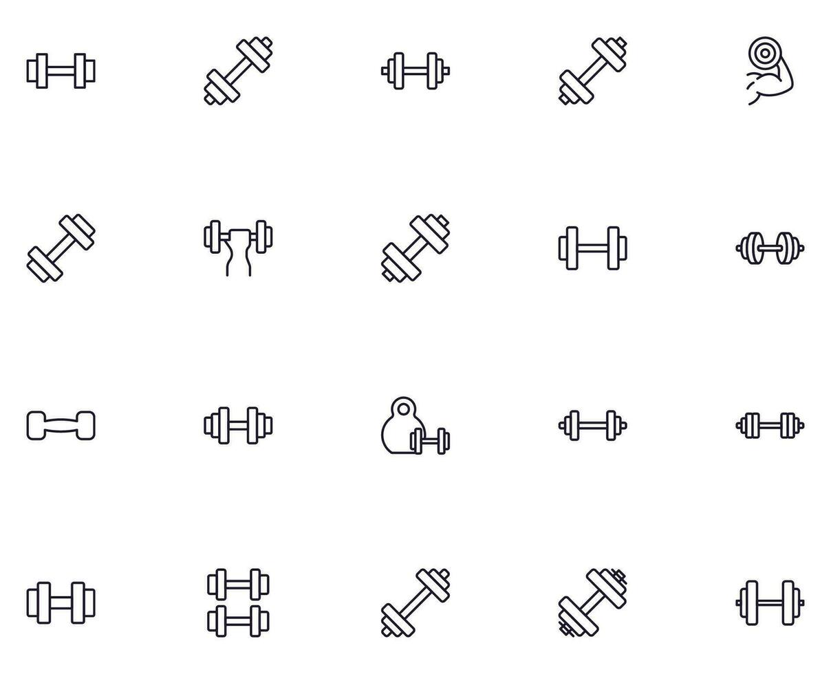 hantlar begrepp. sport linje ikon uppsättning. samling av vektor tecken i trendig platt stil för webb webbplatser, internet butiker och butiker, böcker och flygblad. premie kvalitet ikoner isolerat på vit bakgrund