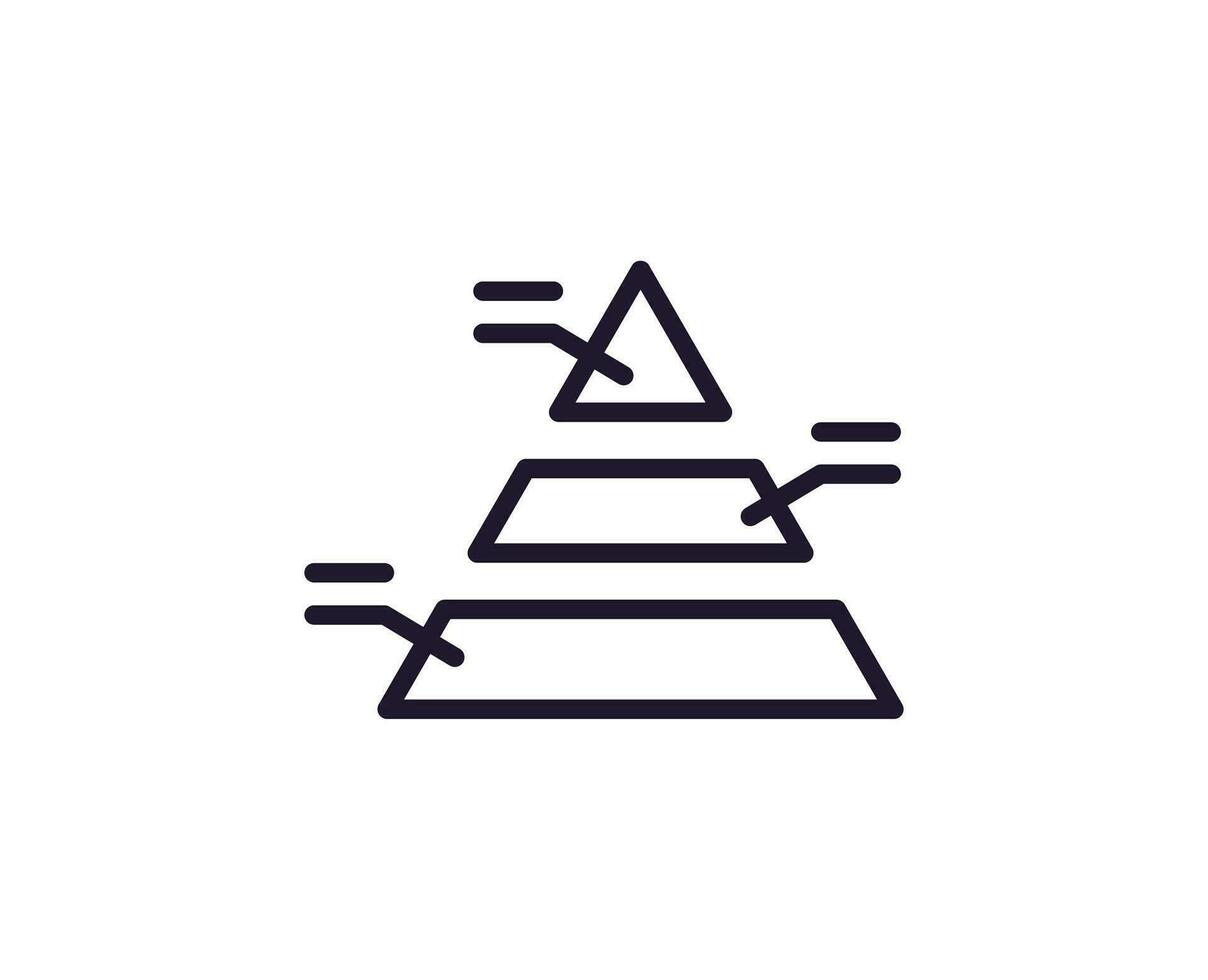 Pyramide Vektor Linie Symbol. Prämie Qualität Logo zum Netz Websites, Design, online Geschäfte, Firmen, Bücher, Anzeige. schwarz Gliederung Piktogramm isoliert auf Weiß Hintergrund