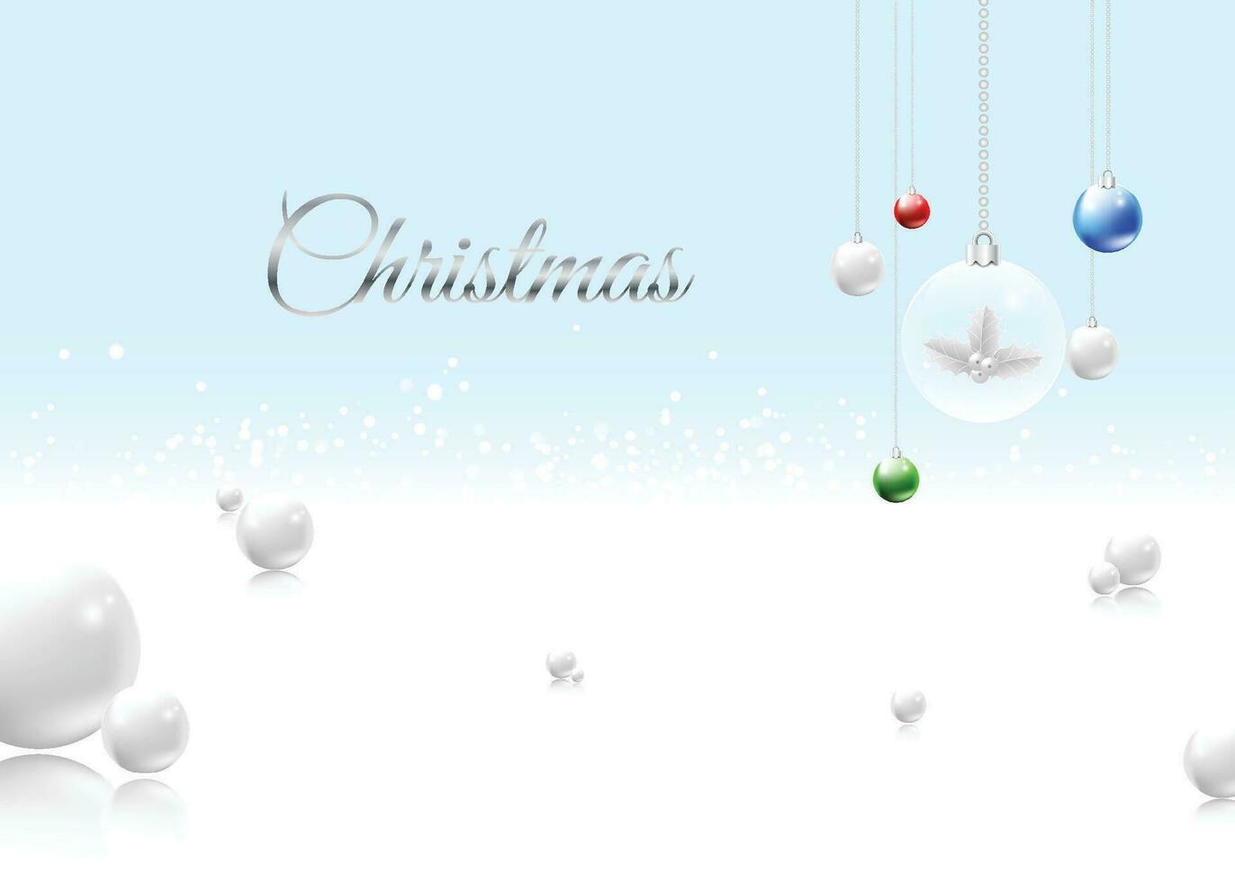 fröhlich Weihnachten auf hell Blau Hintergrund Design mit Weihnachten Kristall Ball Winter Hintergrund vektor