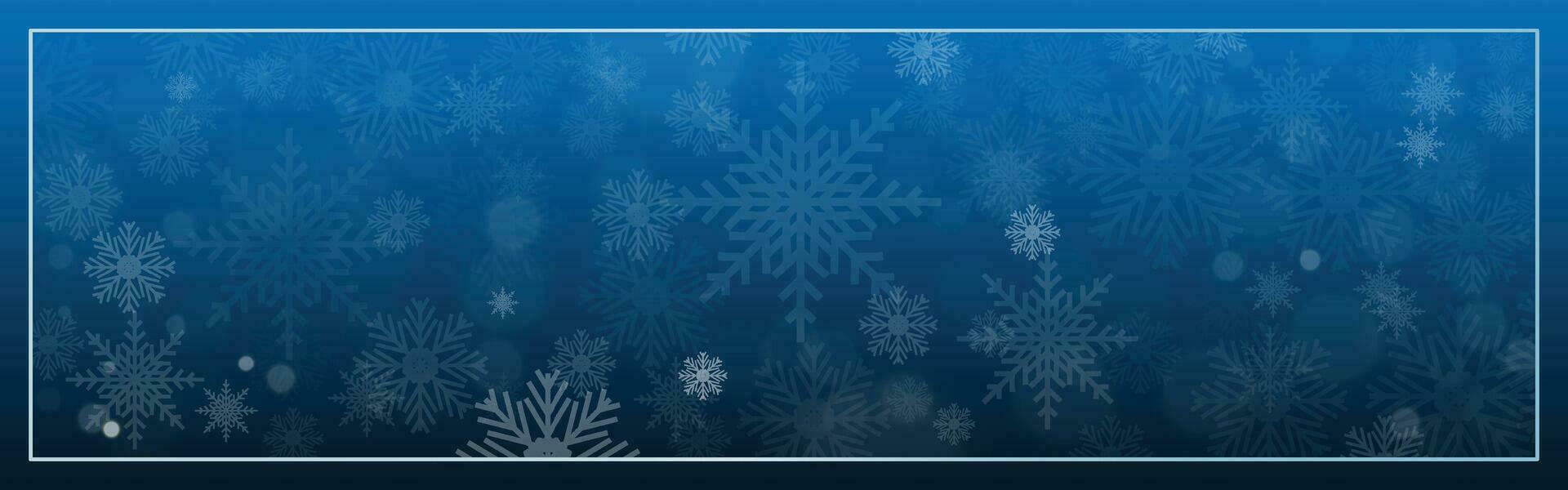 fröhlich Weihnachten dekorativ Design mit Schneeflocke auf Blau Hintergrund vektor