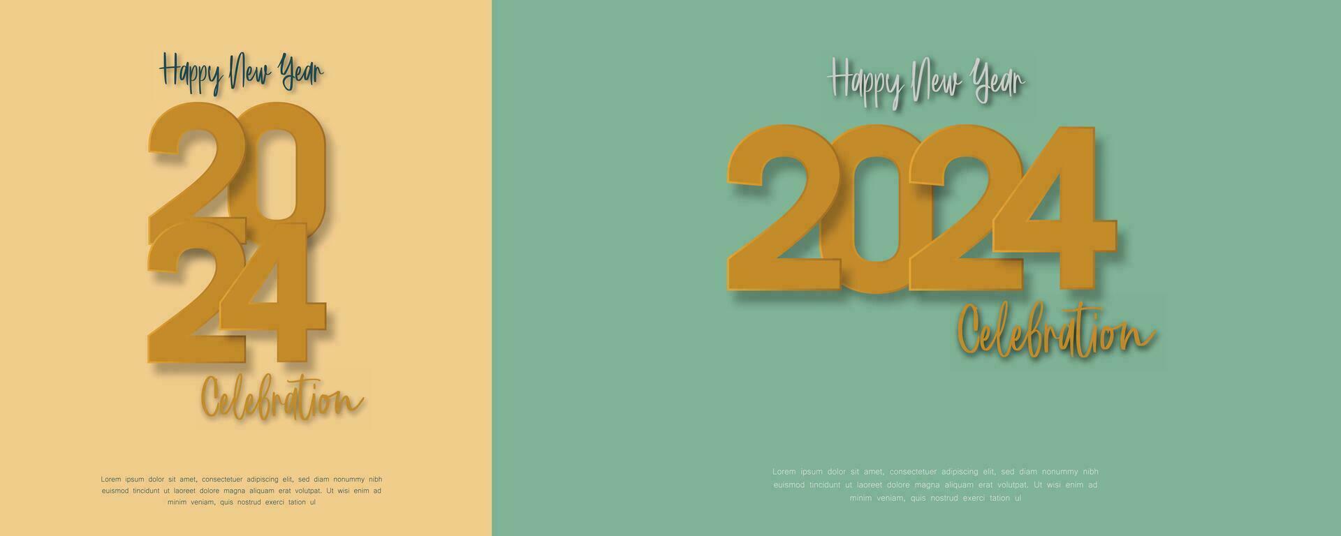 einfach und sauber Design glücklich Neu Jahr 2024. Gold Zahlen zum Hintergrund zum Banner, Plakate oder Kalender. vektor