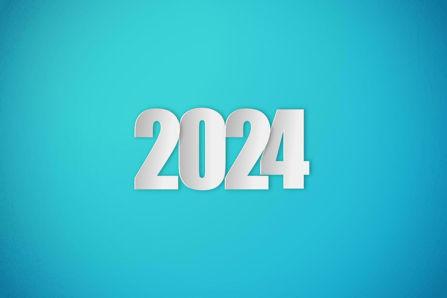 glücklich Neu Jahr 2024. festlich realistisch Dekoration. feiern 2024 Party auf ein Blau Hintergrund vektor