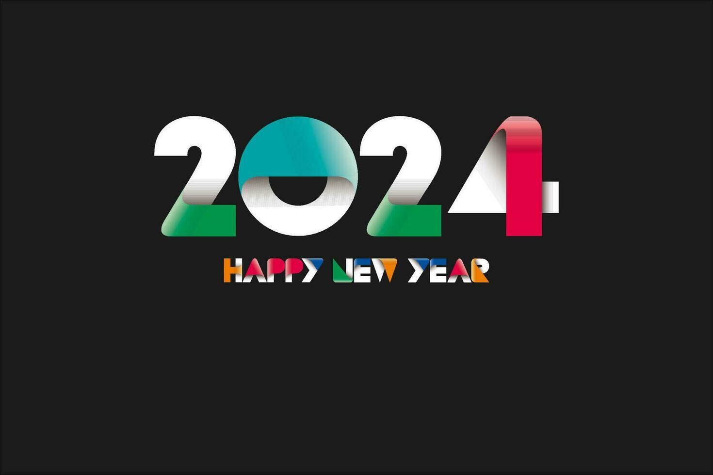 Lycklig ny år 2024. festlig realistisk dekoration. fira 2024 fest vektor