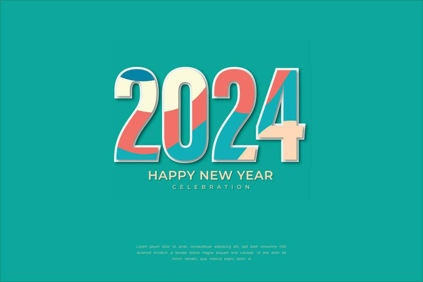 Lycklig ny år 2024 firande med unik siffra för affisch och kalender. vektor