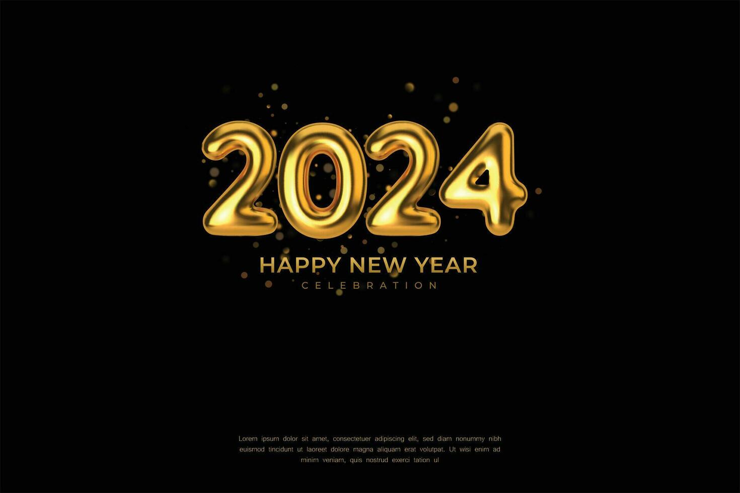 einfach und sauber Design glücklich Neu Jahr 2024. Gold Zahlen zum Hintergrund zum Banner, Plakate oder Kalender. vektor