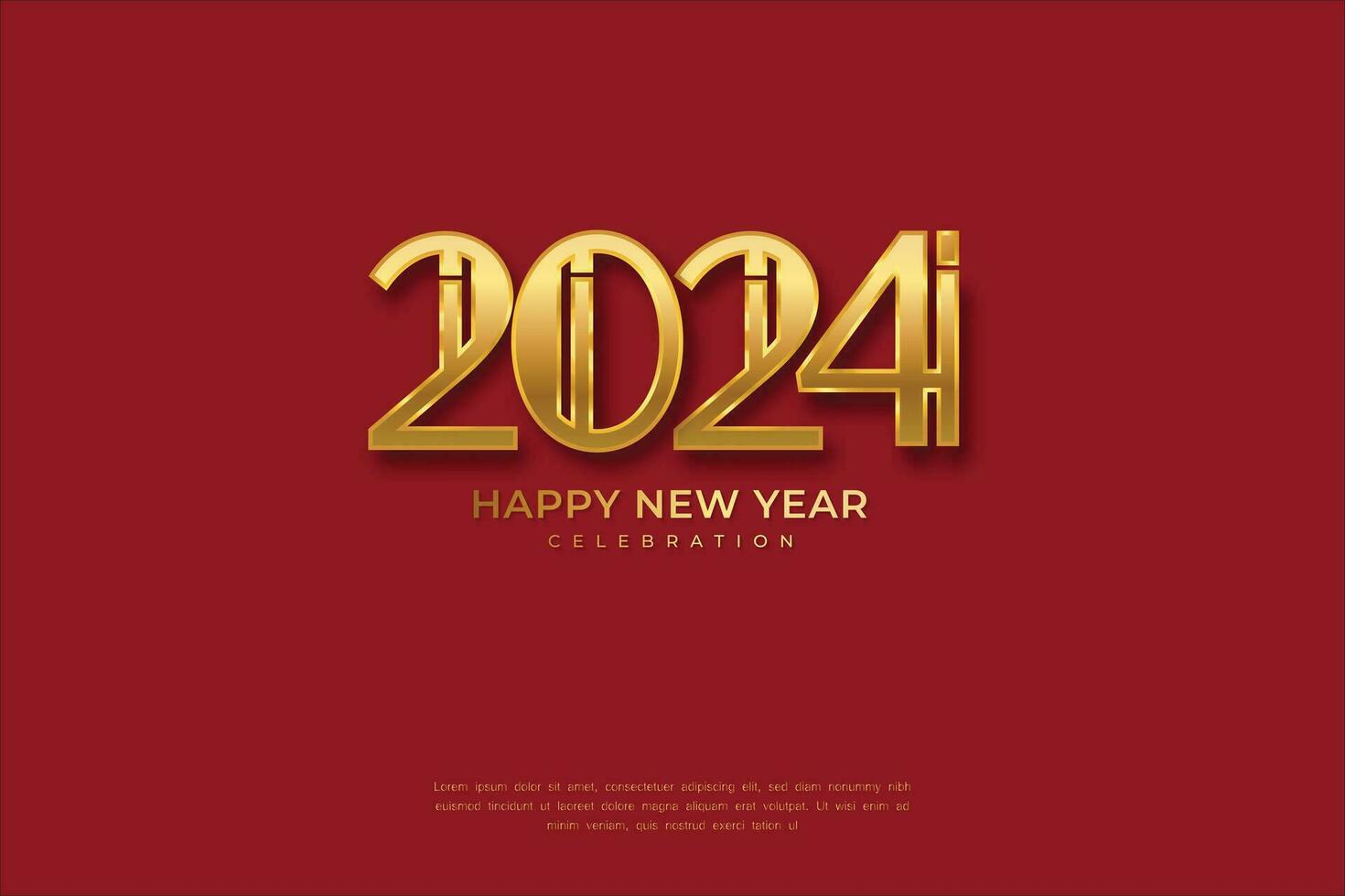 elegant Design glücklich Neu Jahr 2024. Gold Zahlen zum Hintergrund zum Banner, Plakate oder Kalender. vektor