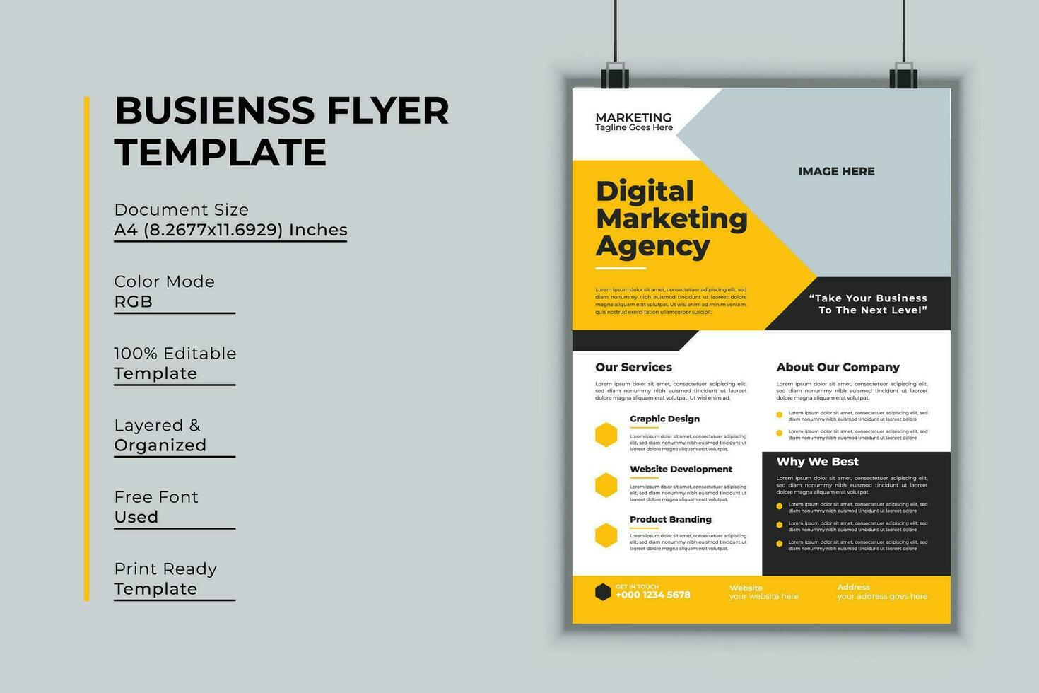 Digital Marketing Agentur Flyer Design Vektor Vorlage