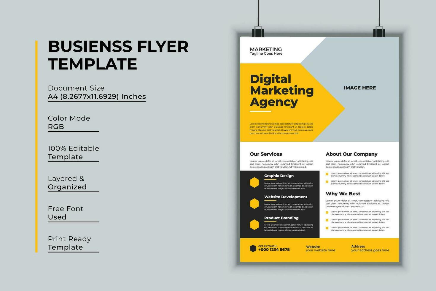 Digital Marketing Agentur Flyer Design Vektor Vorlage