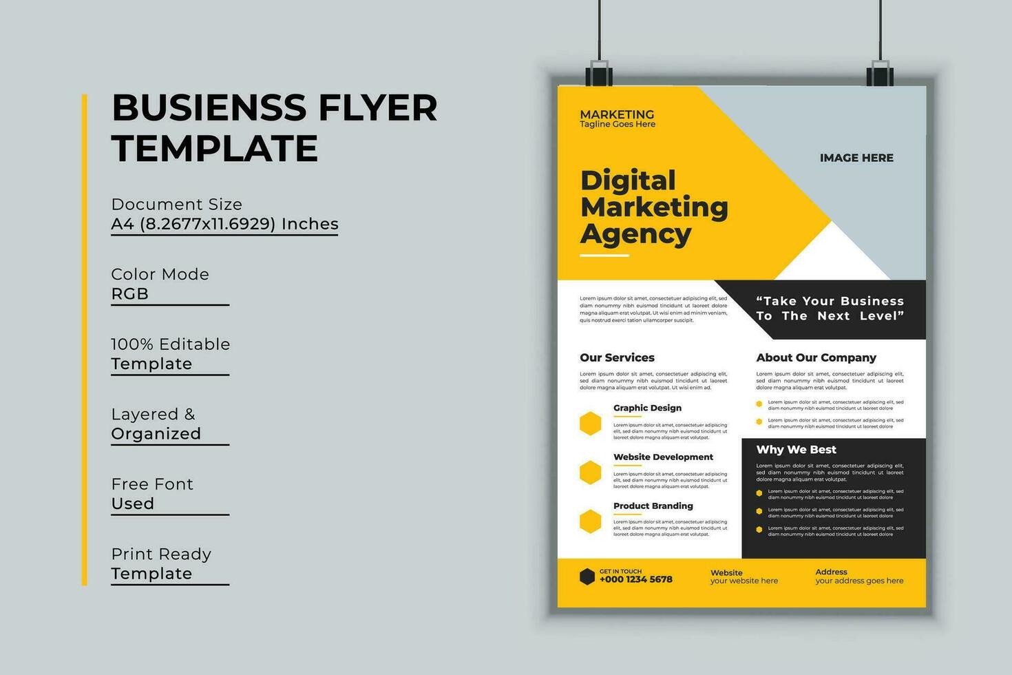 Digital Marketing Agentur Flyer Design Vektor Vorlage