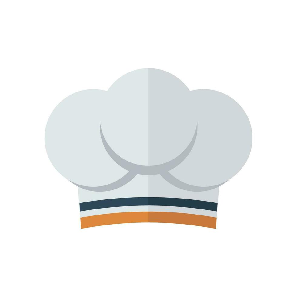 platt design stil köksutrustning kock hatt ikon. kök redskap för matlagning eller laga mat symbol. logotyp piktogram för kock huvud ha på sig. vektor illustration. design på vit bakgrund. eps 10