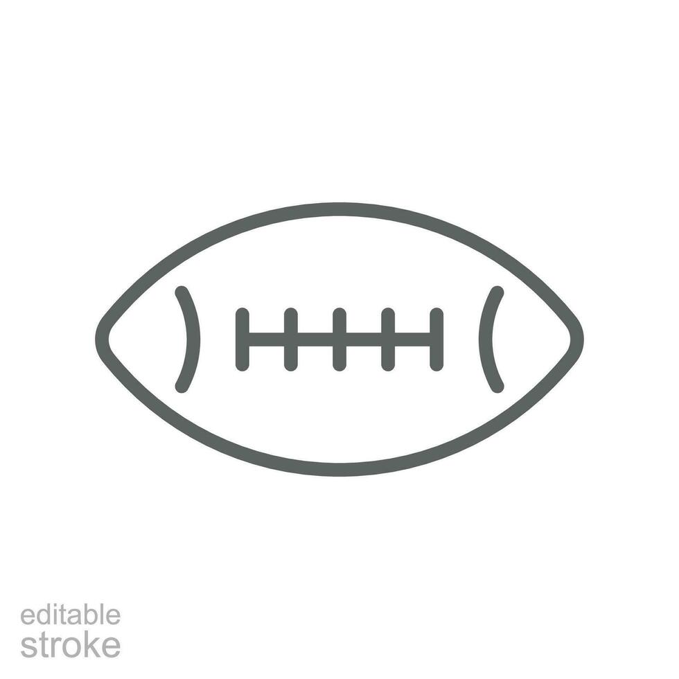 rugby boll, amerikan fotboll sport ikon. atletisk Utrustning, kondition aktivitet. linje stil, silhuett piktogram. redigerbar stroke. vektor illustration. design på vit bakgrund. eps 10