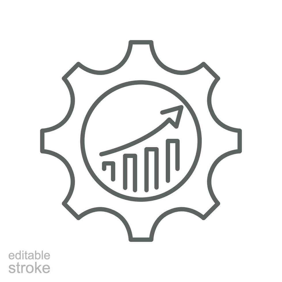 Analytik Geschäft Pfeil Linie Symbol. Marketing Produktivität Fortschritt, profitieren Markt Trend Management. erhöhen, ansteigen Diagramm Bar Ausrüstung Zahn. editierbar Schlaganfall Vektor Illustration Design auf Weiß Hintergrund eps 1