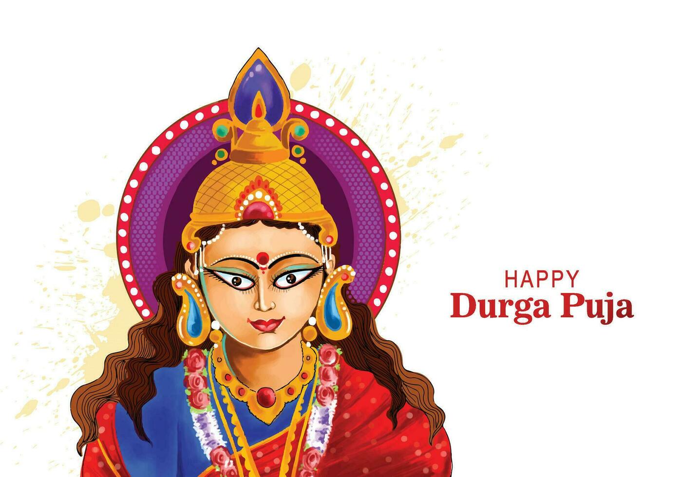 schönes gesicht der göttin durga puja für shubh navratri festival hintergrund vektor