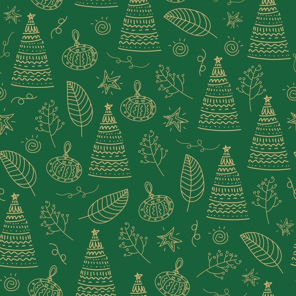 Weihnachtsbaum grün Ana verlässt nahtlose Hintergrundmuster. vektor