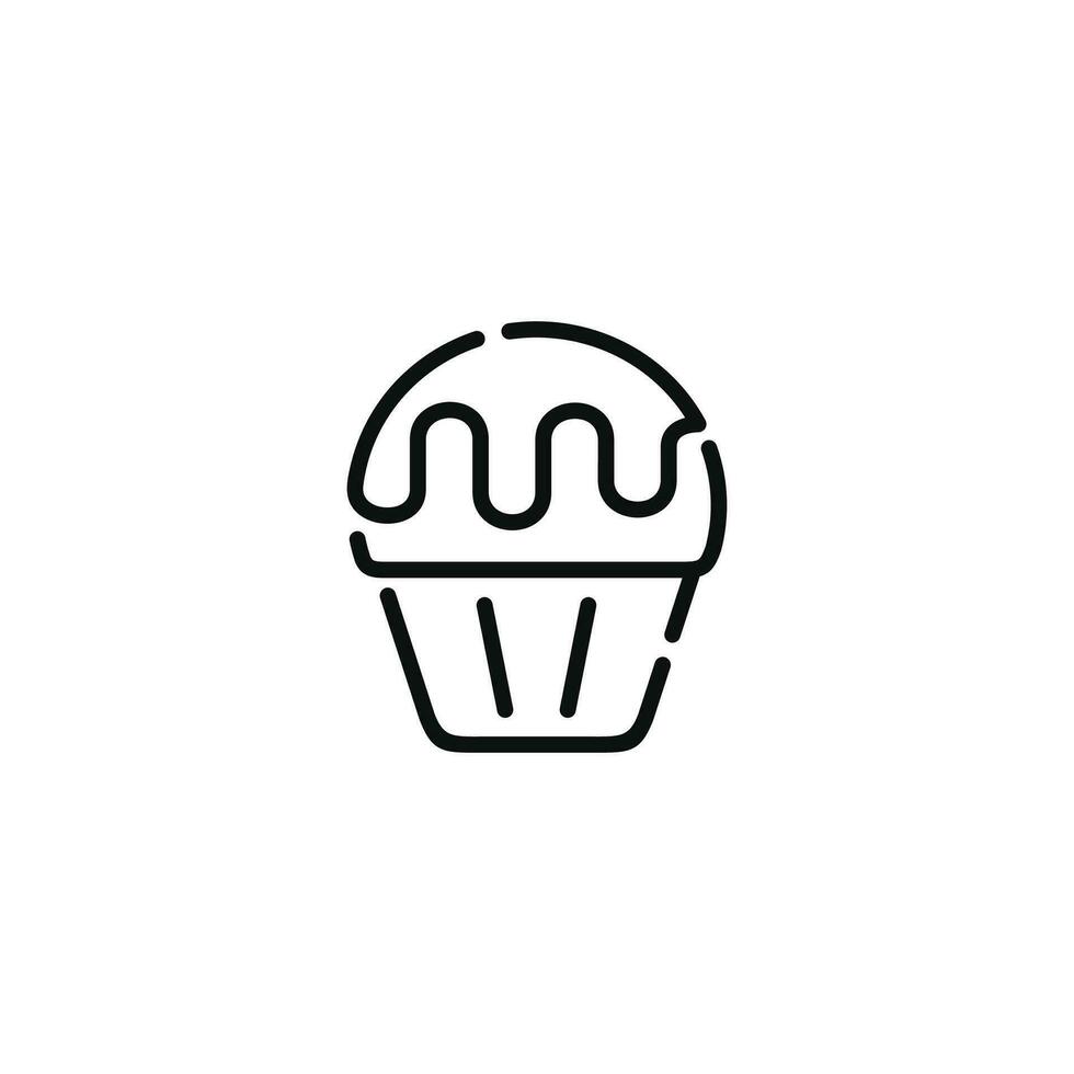 Tasse Kuchen Linie Symbol isoliert auf Weiß Hintergrund vektor