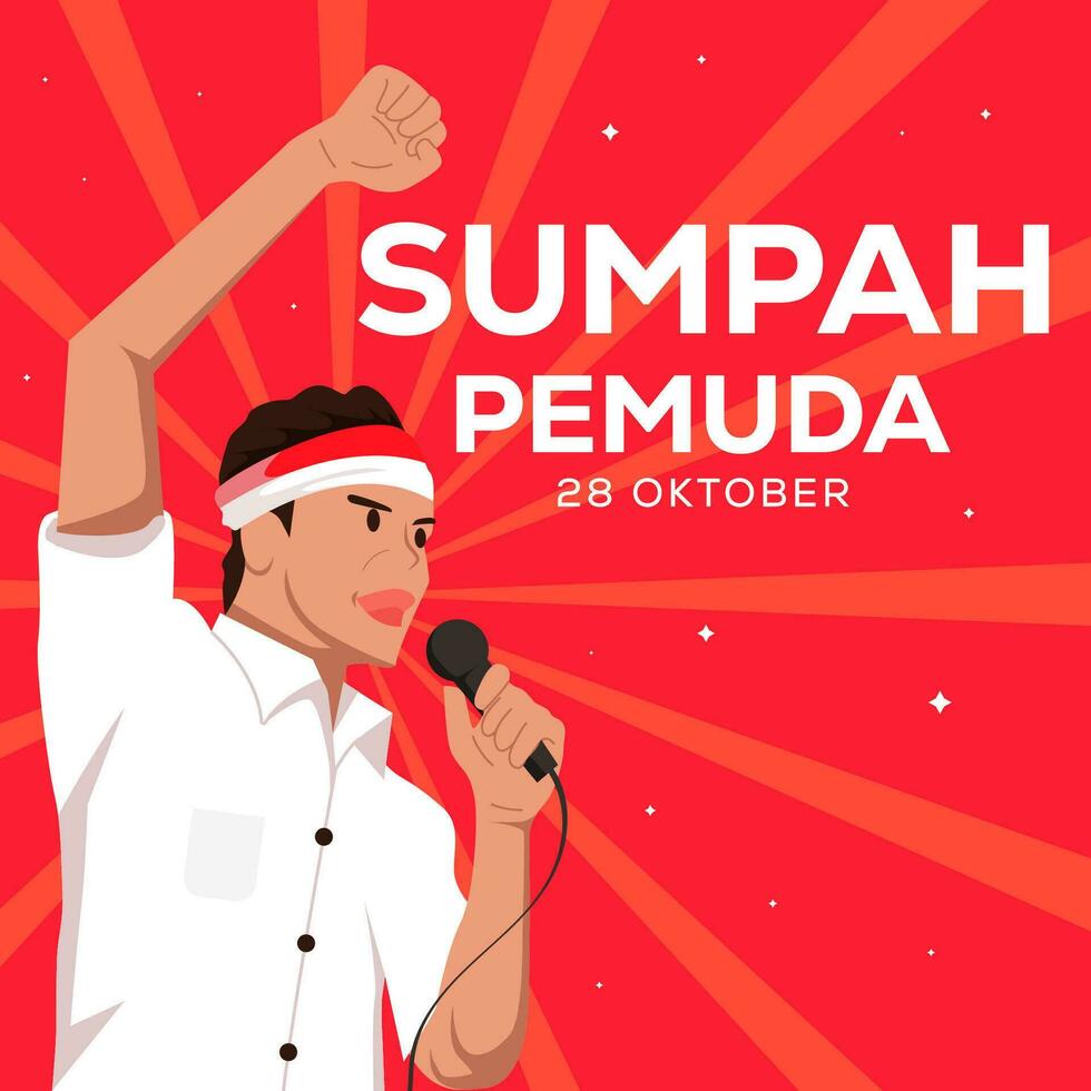 vektor sumpah pemuda 28 oktober illustration med ung person ger Tal. översättning Lycklig indonesiska ung lova