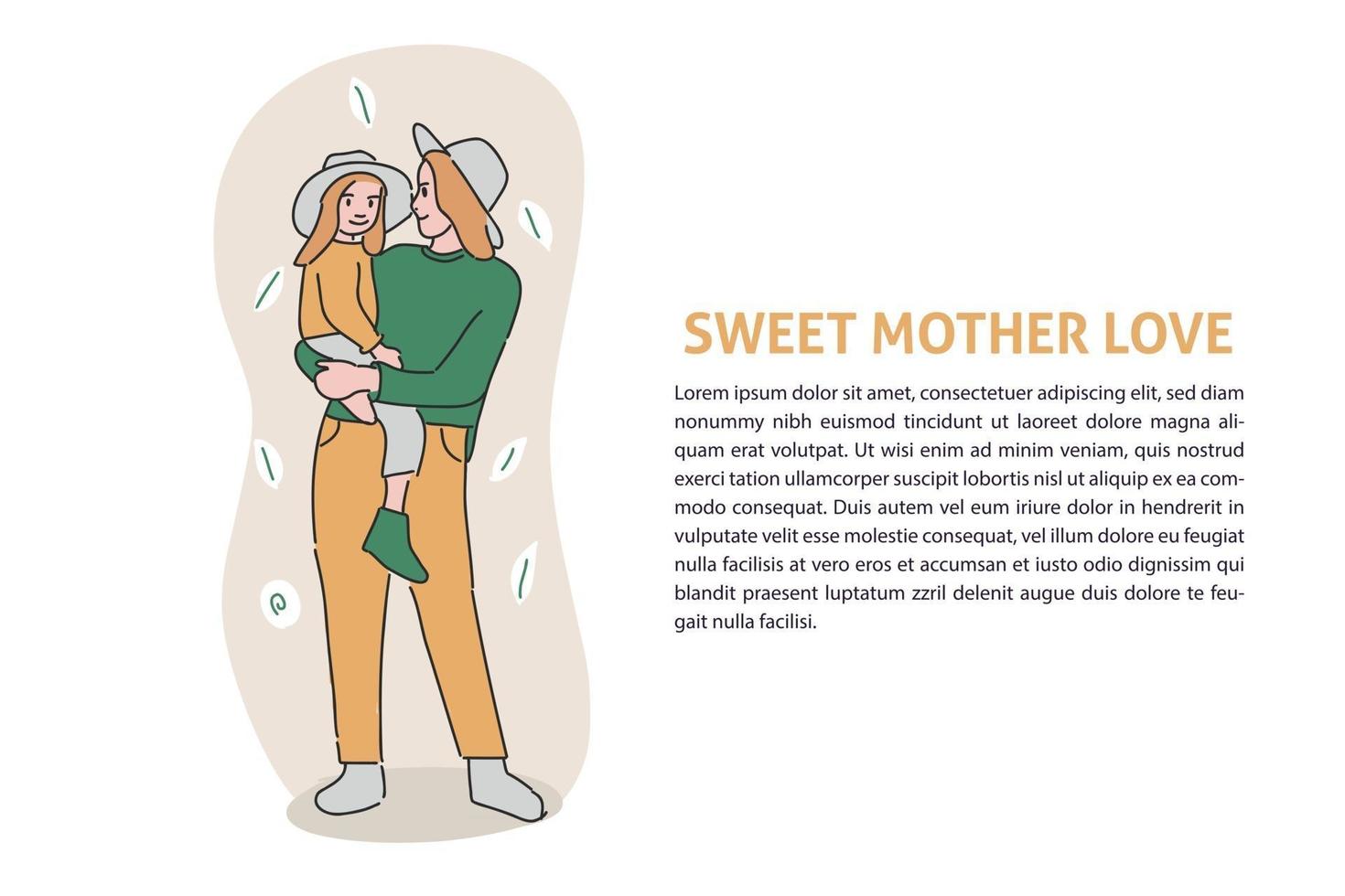 süße Mutter und Baby-Stil handgezeichnete Illustration baby vektor