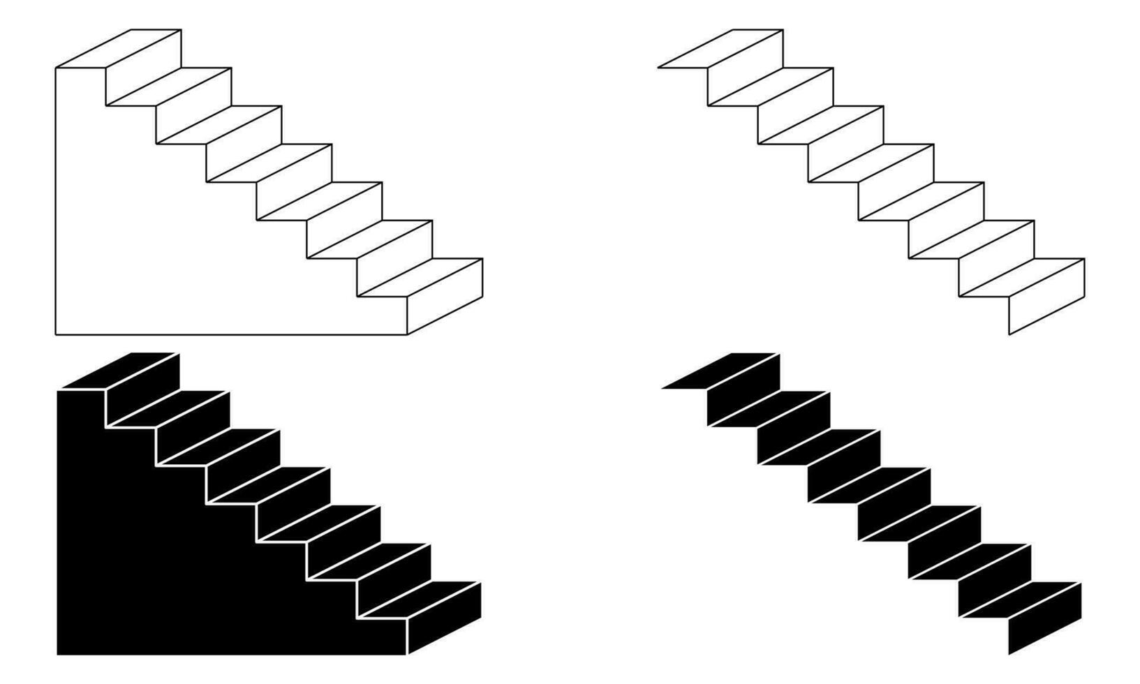 Gliederung Silhouette Treppe Symbol einstellen isolieren auf Weiß Hintergrund vektor