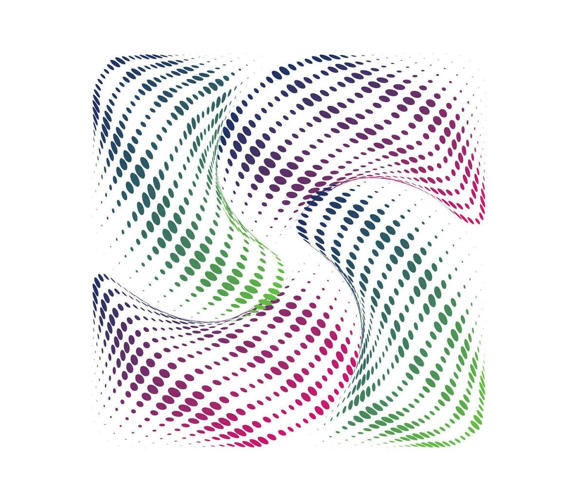 abstrakt bakgrund med färgrik vågor vektor, en blå rosa med en prickad rosa blomma virvla runt logotyp, en cirkulär punkt mönster med blå och rosa färger, punkt lutning form spiral halvton cirkel vektor