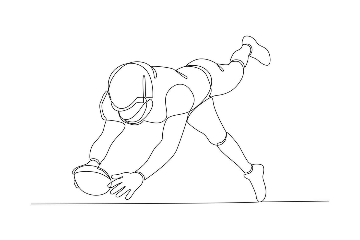 kontinuierlich einer Linie Zeichnung Rugby Spieler Konzept. Sportler spielen mit Ball. Gekritzel Vektor Illustration.