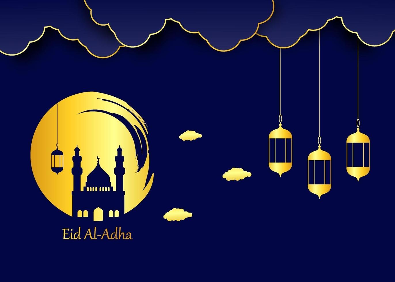 Eid al Adha Hintergrund mit gelbgoldener Farbverlaufsfarbe vektor