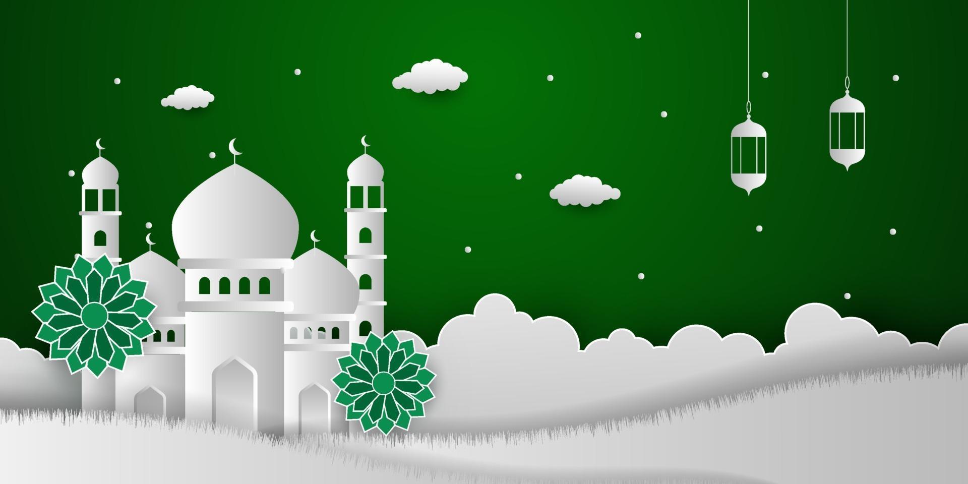 Eid al Adha Hintergrund im Papierschnitt-Stil vektor