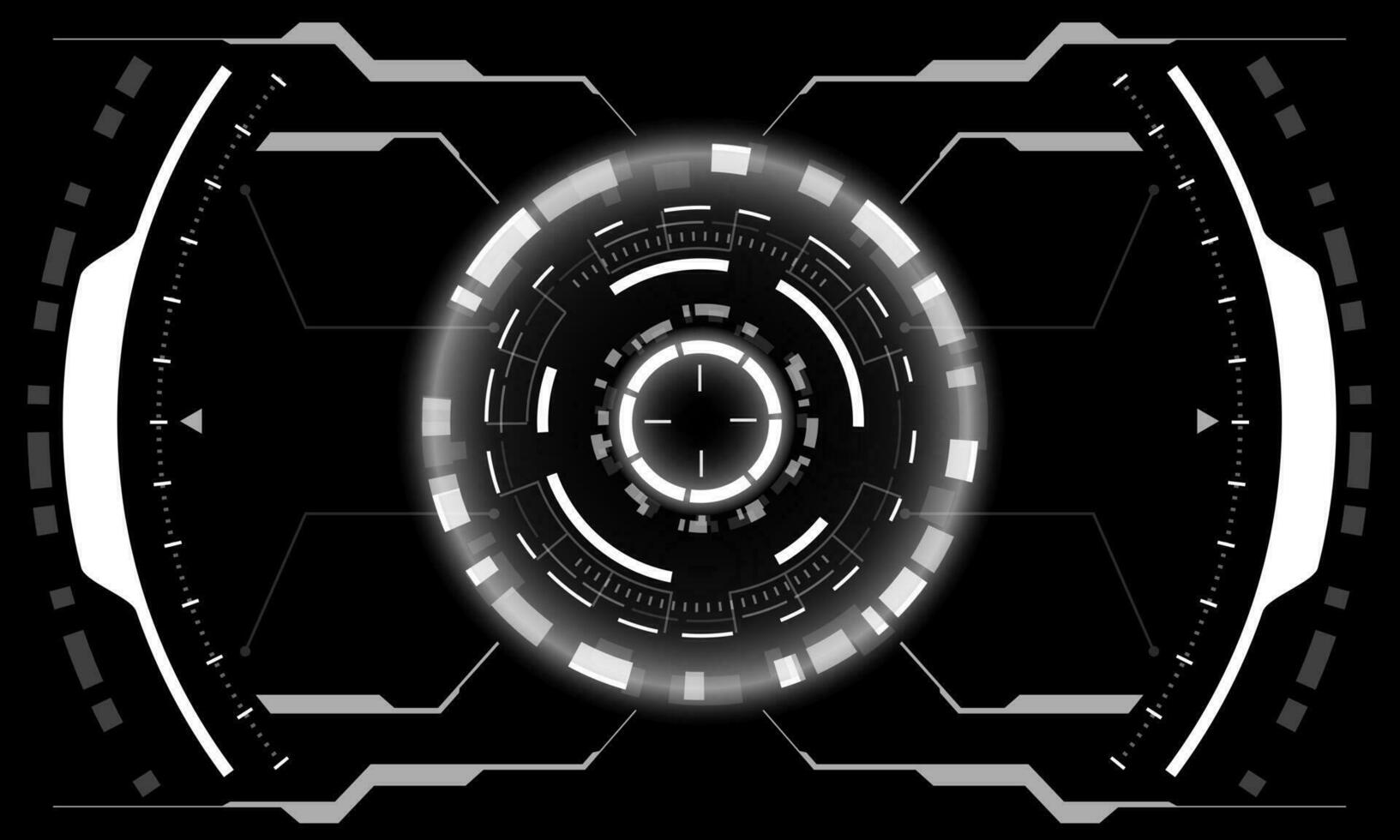 hud sci-fi gränssnitt skärm se vit geometrisk på svart design virtuell verklighet trogen teknologi kreativ visa vektor