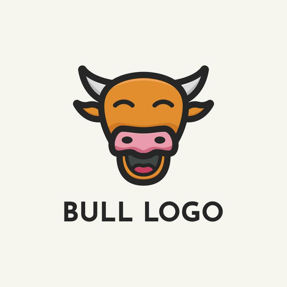 Stier Kopf Karikatur Logo Design einfach, Kuh Kopf Karikatur Logo Design kreativ Ideen vektor