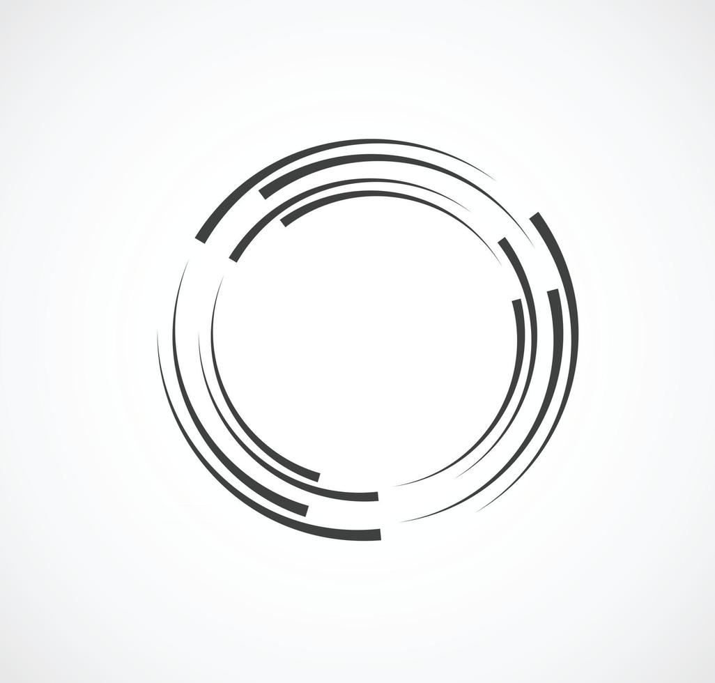 abstrakte Linien in Kreisform, Gestaltungselement, geometrische Form, gestreifter Rahmen für Bild, Technologie rundes Logo, Spiralvektorillustration vektor