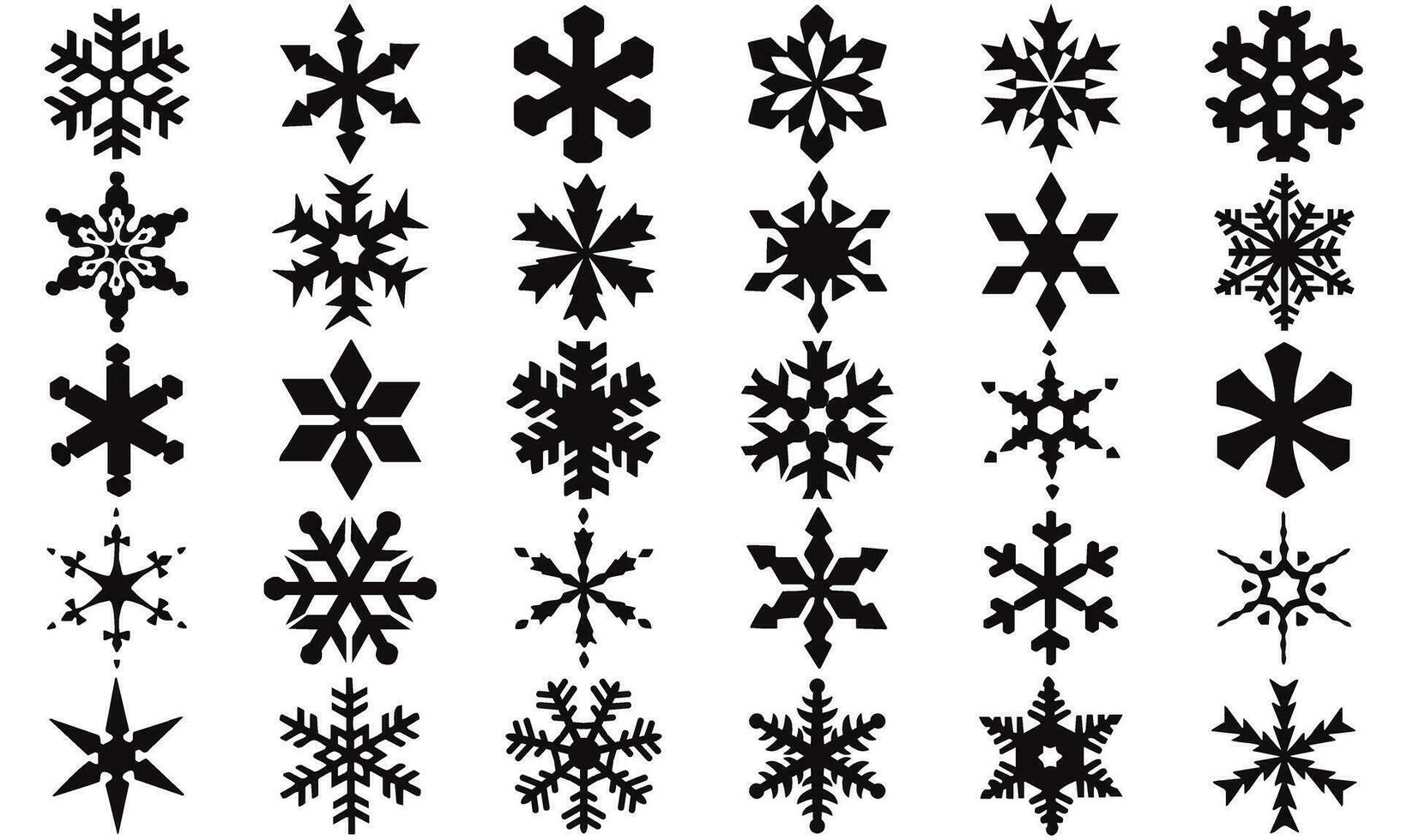 Schnee Symbol Vektor. Schneeflocke Symbol Vektor. Vektor schwarz Schneeflocke Symbole Satz.