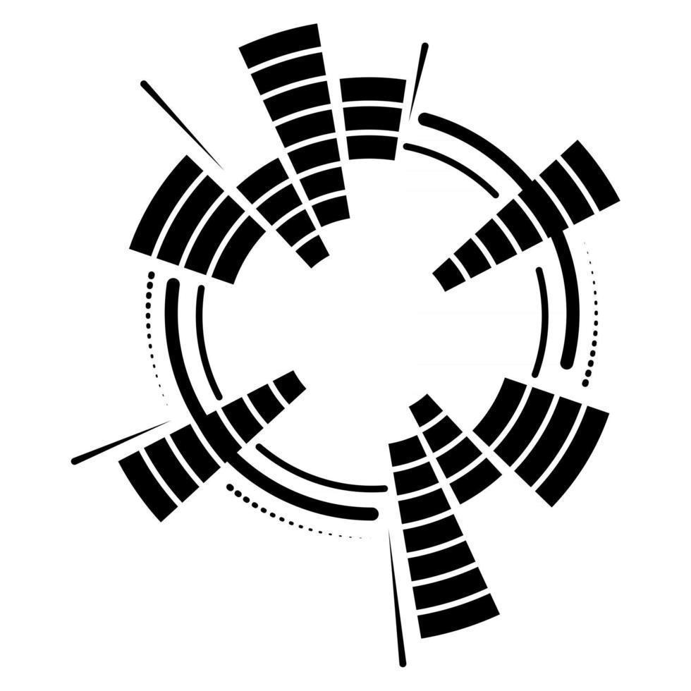 geometrisk cirkulär neonutjämnare. ekv ljudljudvågor. runda musikutjämningsskala. vektor illustration.