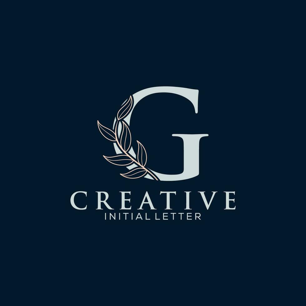 första brev g och blommig logotyp vektor, botanisk minimalistisk brev feminin logotyp design mall vektor