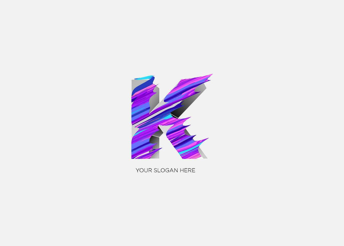 de brev k är tillverkad ut av en färgrik, abstrakt design vektor