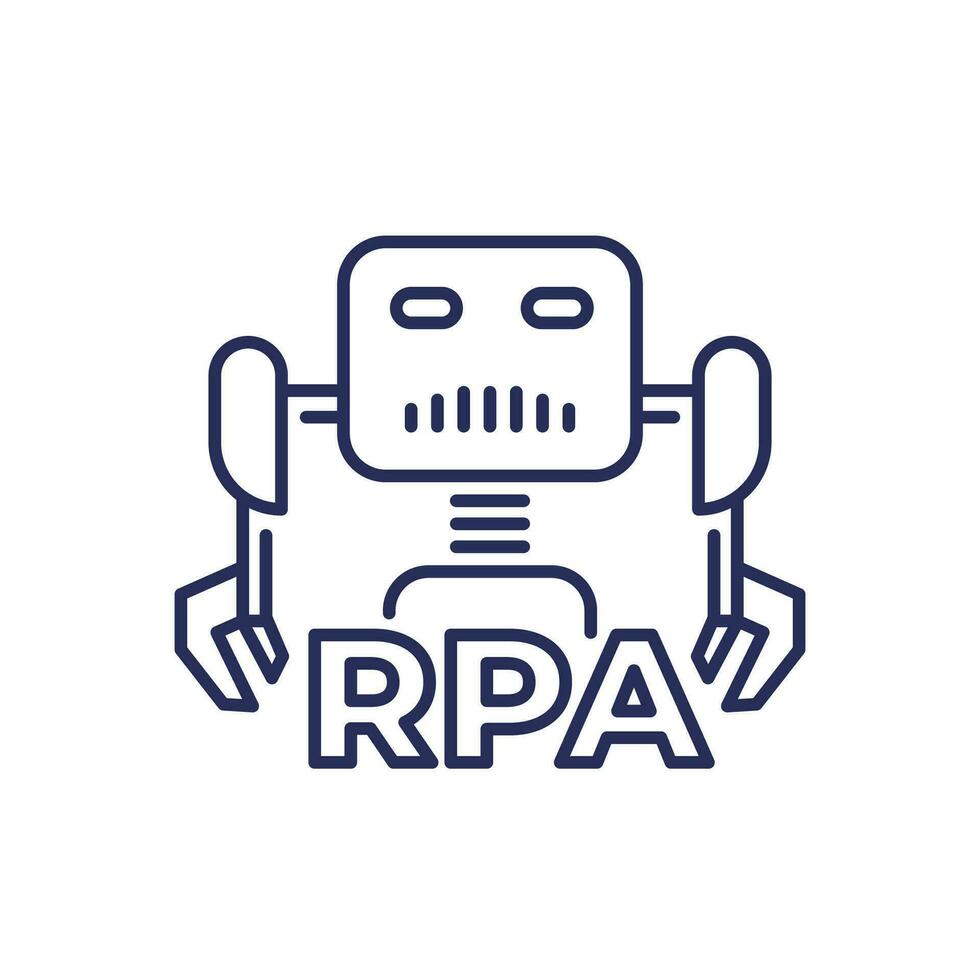 rpa bot Linie Symbol, Roboter Prozess Automatisierung vektor