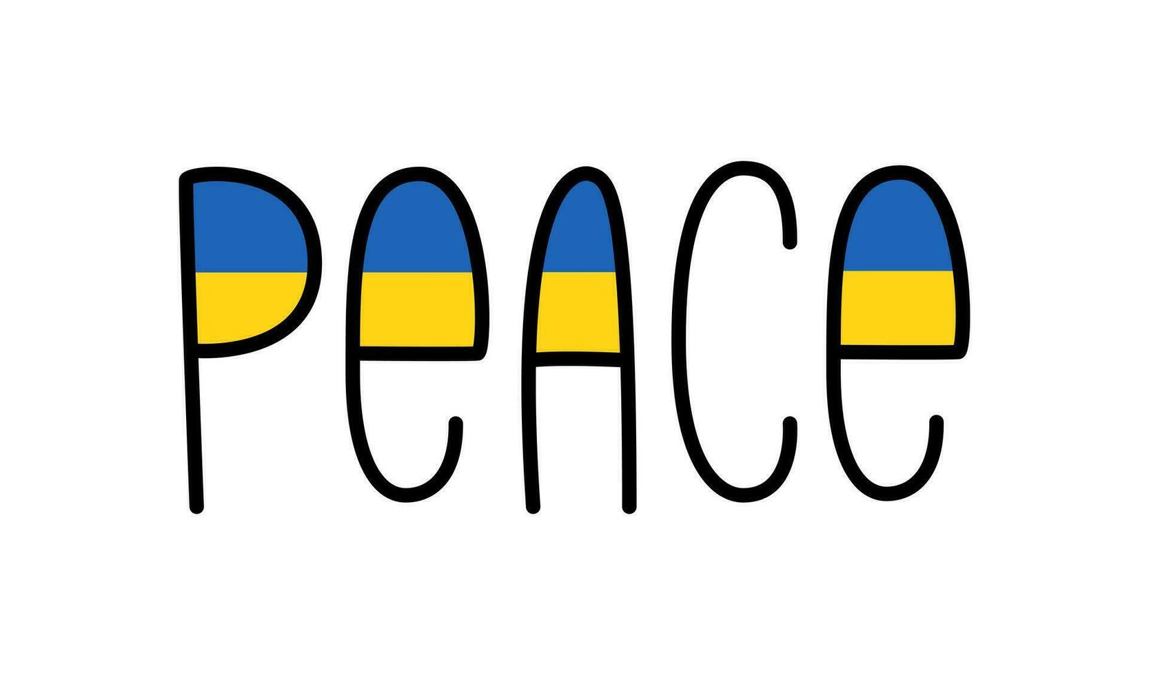 Frieden Text Banner, Ukraine Flagge Farbe. halt das Krieg gegen Ukraine. Vektor Illustration isoliert auf Weiß Hintergrund