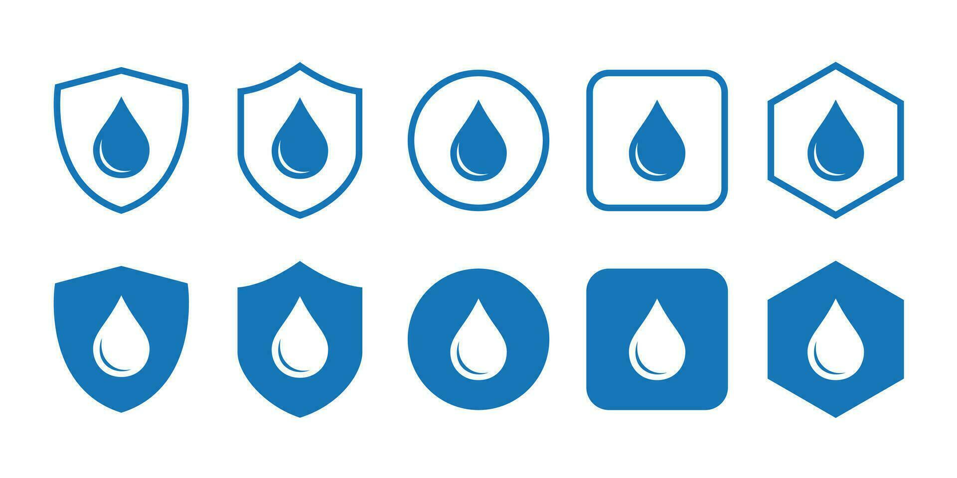 vattentät tecken samling. vatten resistent tecken. vatten släppa skydd begrepp. vektor