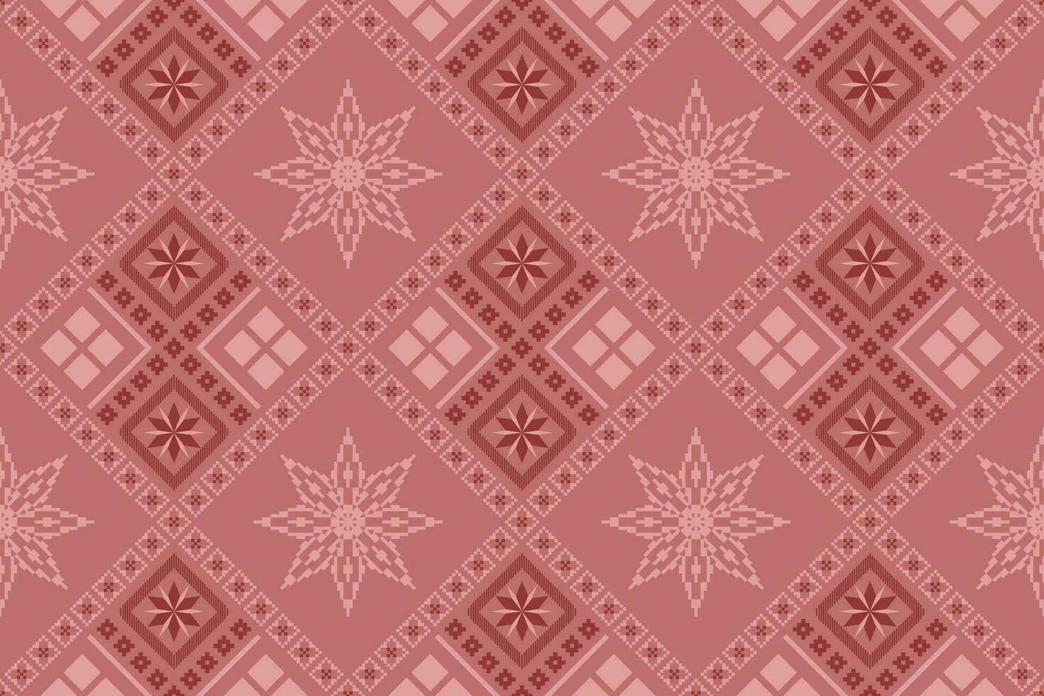 Rosa Kreuz Stich bunt geometrisch traditionell ethnisch Muster Ikat nahtlos Muster Rand abstrakt Design zum Stoff drucken Stoff Kleid Teppich Vorhänge und Sarong aztekisch afrikanisch indisch indonesisch vektor