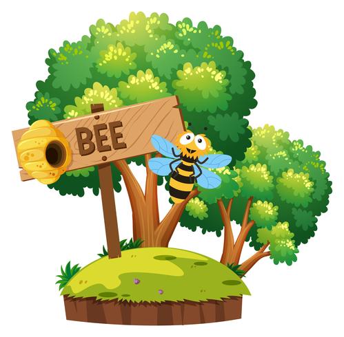Bee flyger runt i trädgården vektor