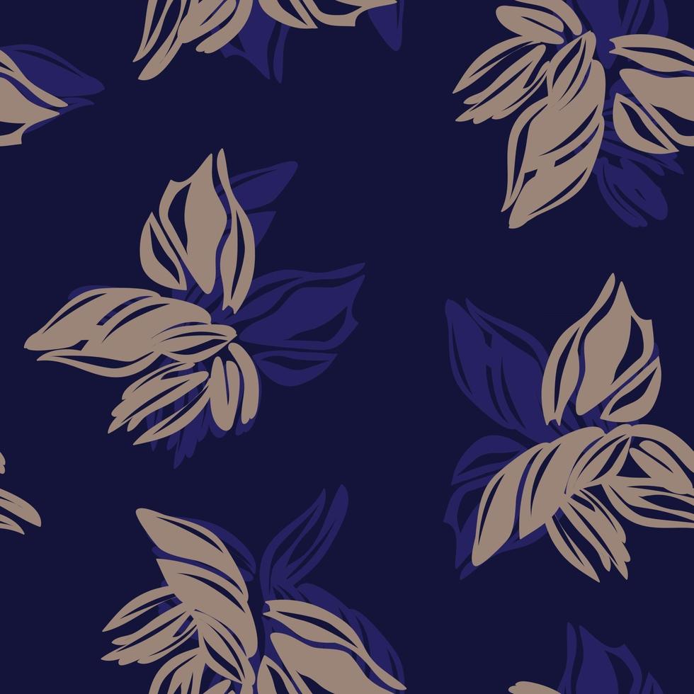 blauer tropischer botanischer nahtloser Blumenmusterhintergrund vektor