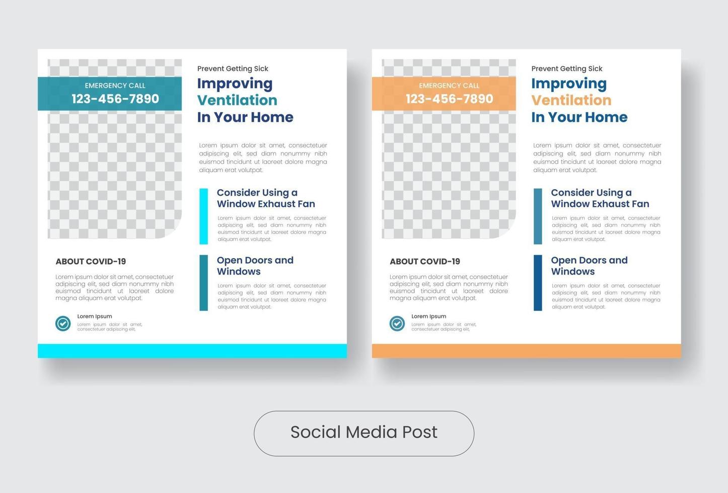 verhindern covid19 social media post information banner template set vektor