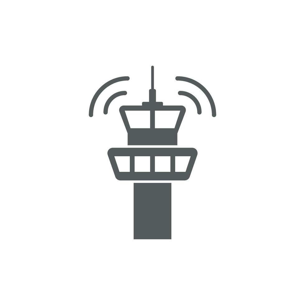 flyg kontrollera torn ikon i platt stil. navigering övervaka vektor illustration på isolerat bakgrund. flygplats byggnad tecken företag begrepp.