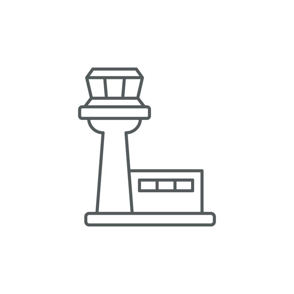 Flug Steuerung Turm Symbol im eben Stil. Navigation Monitor Vektor Illustration auf isoliert Hintergrund. Flughafen Gebäude Zeichen Geschäft Konzept.