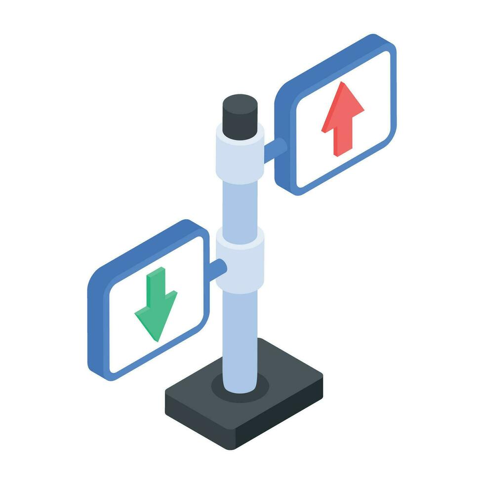 ett isometrisk illustration av väg riktning styrelse vektor
