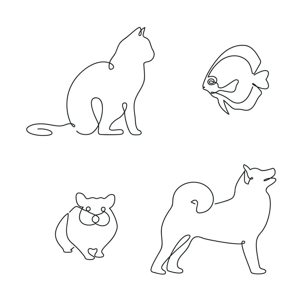 husdjur dragen i ett kontinuerlig linje. ett linje teckning, minimalism. vektor illustration.