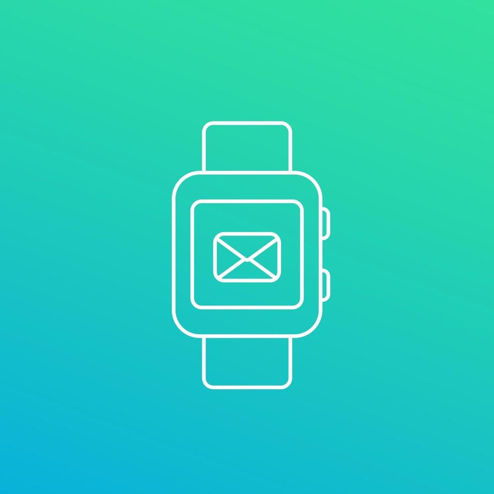 smart klocka med inkommande meddelande, e-post linjär ikon vektor